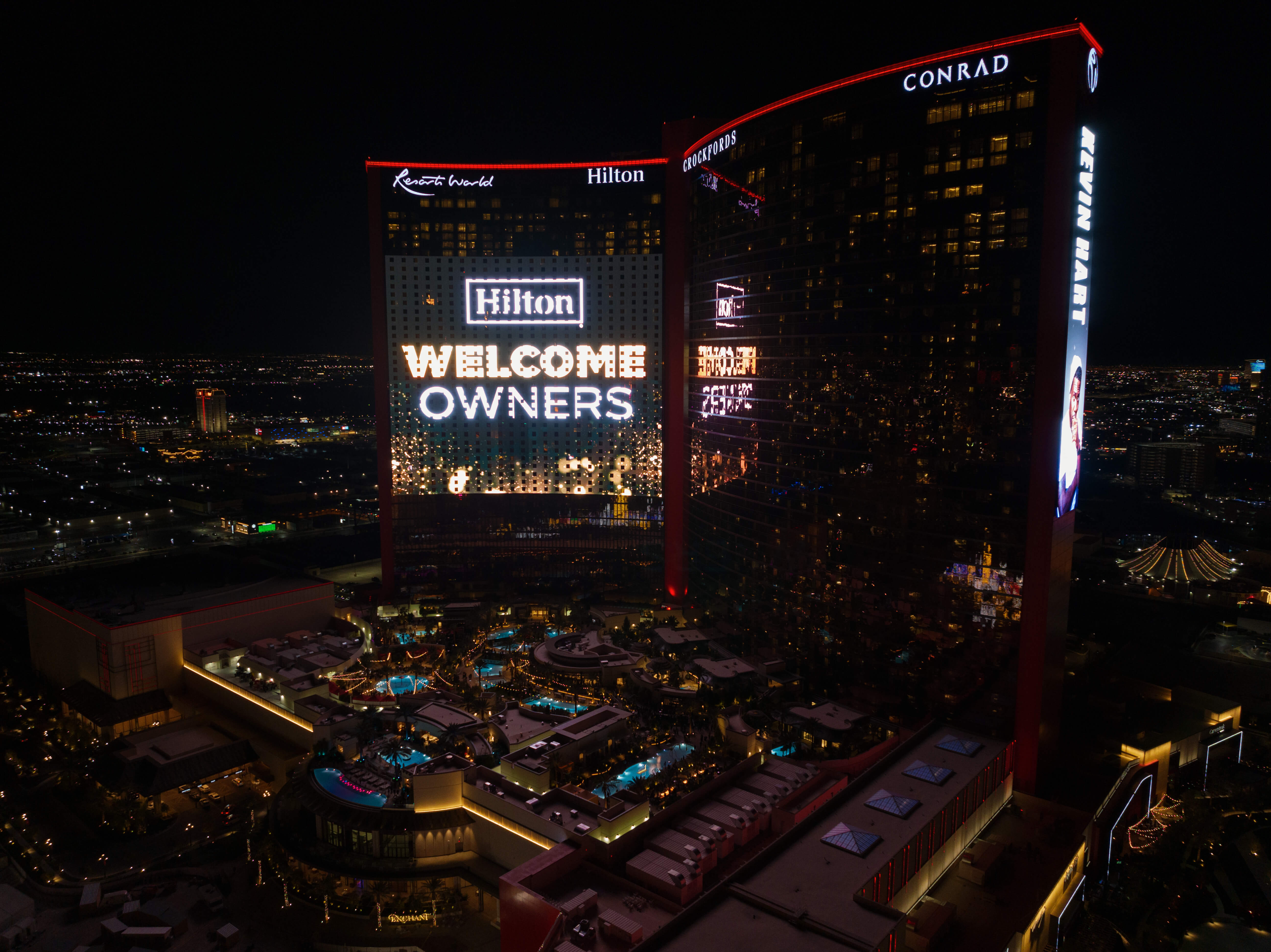 Hilton Global Owners sign outside of Resorts World