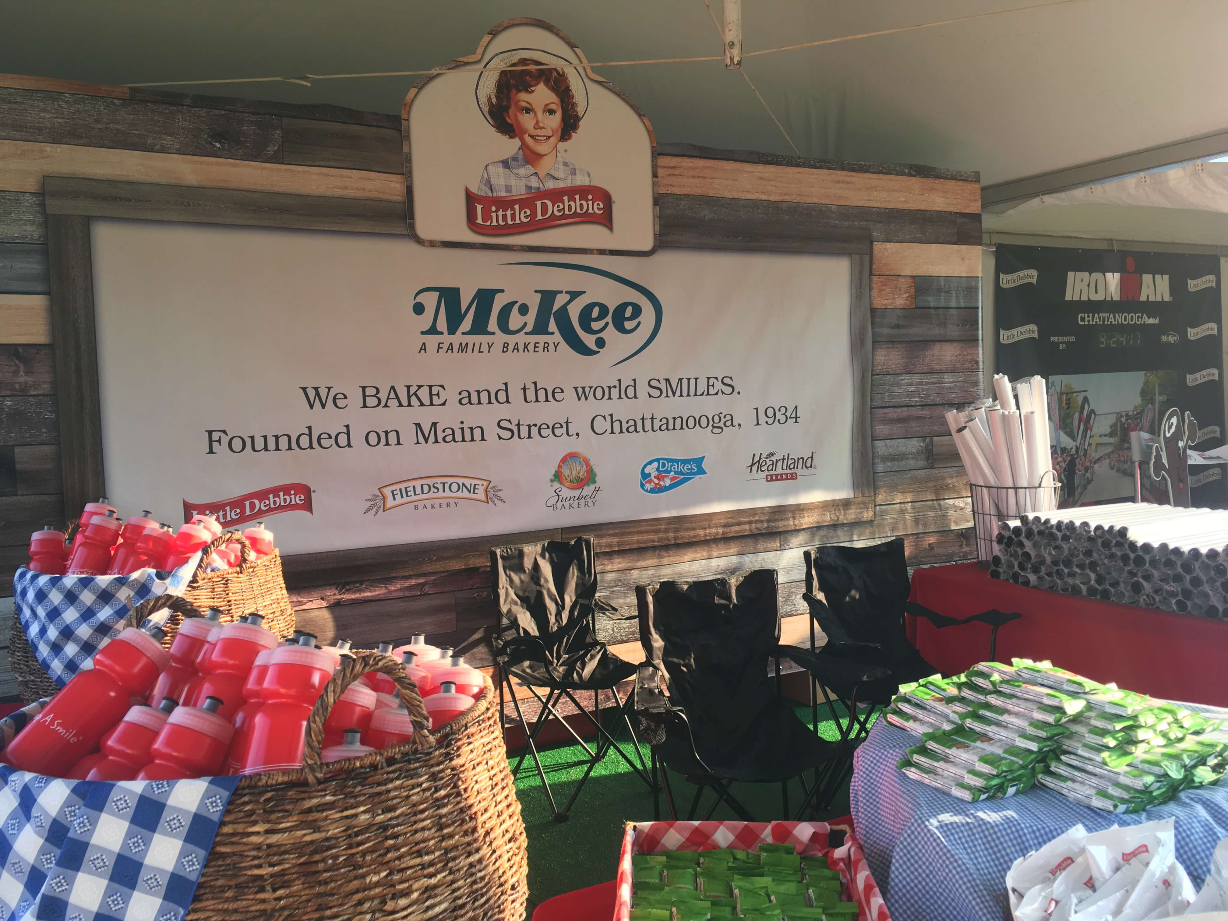 Interior of McKee tent at Little Debbie Ironman Chattanooga